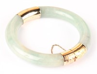 14KT YELLOW GOLD & GREEN JADE BANGLE BRACELET