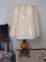 Pair of retro brass and amber glass lamps