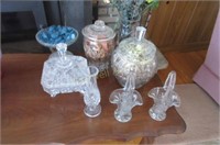 Crystal and pressed glass grouping
