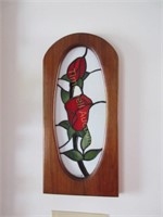Framed stained glass wall hanging