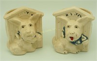 2 Vintage Hospitel Scottie Dog Ceramic Planters