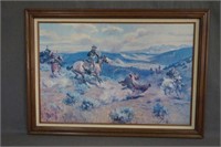 Vintage Charles Russell Print on Canvas Board