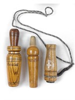 Three Vintage Carved Wooden Duck Calls