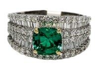 14kt Gold 3.18 ct Emerald & Diamond Ring