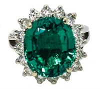 14kt Gold 9.27 ct. Emerald & Diamond Ring