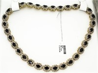 14kt Gold 33.00 ct Sapphire & Diamond Necklace