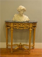 FRENCH MARBLE TOP CONSOLE TABLE