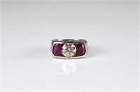 PLATINUM DIAMOND AND RUBY RING