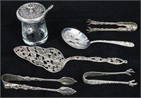 6- ANTIQUE STERLING SILVER SERVING ITEMS
