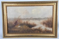 DUCK HUNTERS OIL ON CANVAS PAINTING