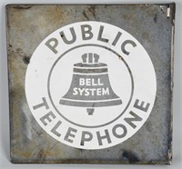 BELL TELEPHONE PORCELAIN FLANGE SIGN