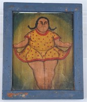 VINTAGE CIRCUS FAT WOMAN SIDE SHOW PAINTING