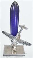 ART DECO AIRPLANE & COBALT BLUE LAMP