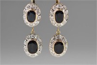 PAIR OF GOLD, DIAMOND, AND SAPPHIRE DROP EARRINGS