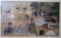 Framed Qing Dynasty watercolour panel