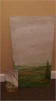 2 UNFRAMED LANDSCAPE PAINTINGS ON BOARD