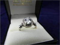 STERLING SILVER WHITE SAPPHIRE W/CZ LADIES RING