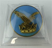 TRAY: EAGLE AND CROWN BLUE ENAMELLED PIN