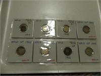 TRAY: NEWFOUNDLAND 5 & 10 STERLING SILVER COINS