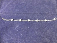 STERLING SILVER BRACELET W/AQUAMARINE STONES