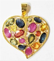 18kt Gold Sapphire and Ruby Pendant