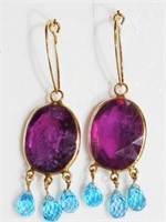 14kt Gold Topaz & Ruby Earrings