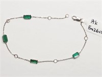 14kt Wt Gold Emerald and Wt Sapphire Bracelet