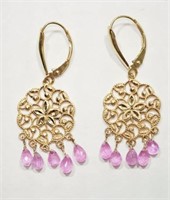 14kt Yellow Gold Pink Sapphire (3.80ct) Earrings