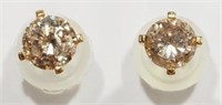 14kt Gold Champagne Diamond Solitaire Earrings