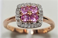 10kt Rose Gold Pink Sapphire and Diamond Ring