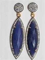 Sterling Sodalite & Cubic Crystals Earrings