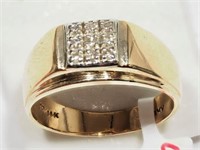 10kt Gold 9 Diamond Men's Ring