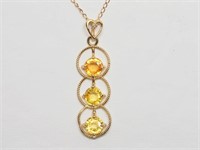 14kt Gold Sapphire (1.20ct) & Diamond Pendant