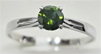 10kt White Gold Enhanced Green Diamond Ring