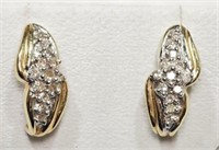 14kt Yellow & Wt Gold Floral 24 Diamond Earrings