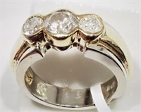 10kt Gold 3 Diamond(1.58ct) Half Bezel Set Ring