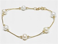 10kt Gold Freshwater Pearl (3.59g) Bracelet