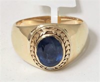 10kt Gold Sapphire (2.95ct) Men's Ring