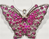 Sterling Silver Ruby Butterfly Pendant with Chain