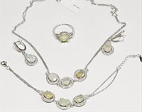 Sterling Silver Natural Opal Jewelry Set