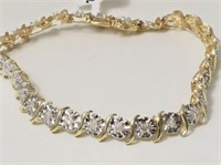 10kt Yellow & White Gold Diamond Tennis Bracelet