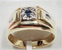 10kt Gold Sapphire & Diamond Men's Ring