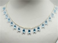 10kt Gold Blue Topaz  Briolette Cut Necklace