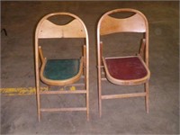 2 Old Wooden Folding Chairs