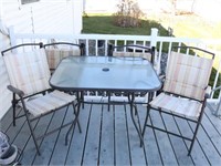 Outdoor Glass Top Table with 4-Chairs