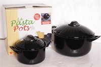 (2) "La Pasta" Pots w/ Colander Function