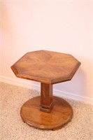 Small Wood Octagon Pedestal Side Table