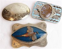 2-German Silver Belt Buckles & Western Buckle