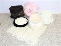 (5) Vintage Lady's Hats & Lace infinity Scarf