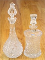 (2) Lead Crystal Clear Glass Decanters